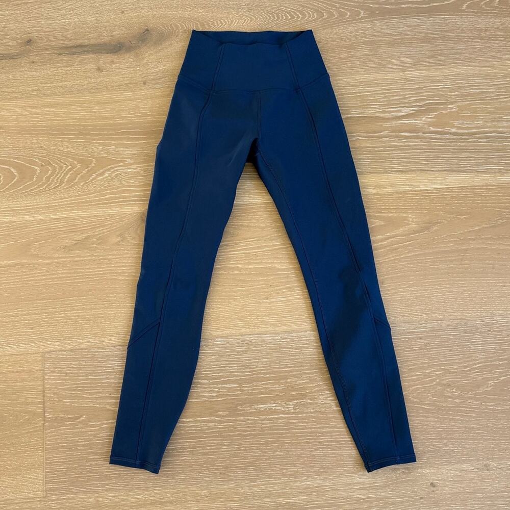 Alo Yoga Airlift Fine Lines High Waist Leggings 7/8 Size XS Blue